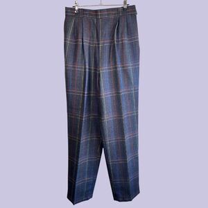Vintage 70s Toffs Wool Rainbow High Waist Plaid Pants NWT